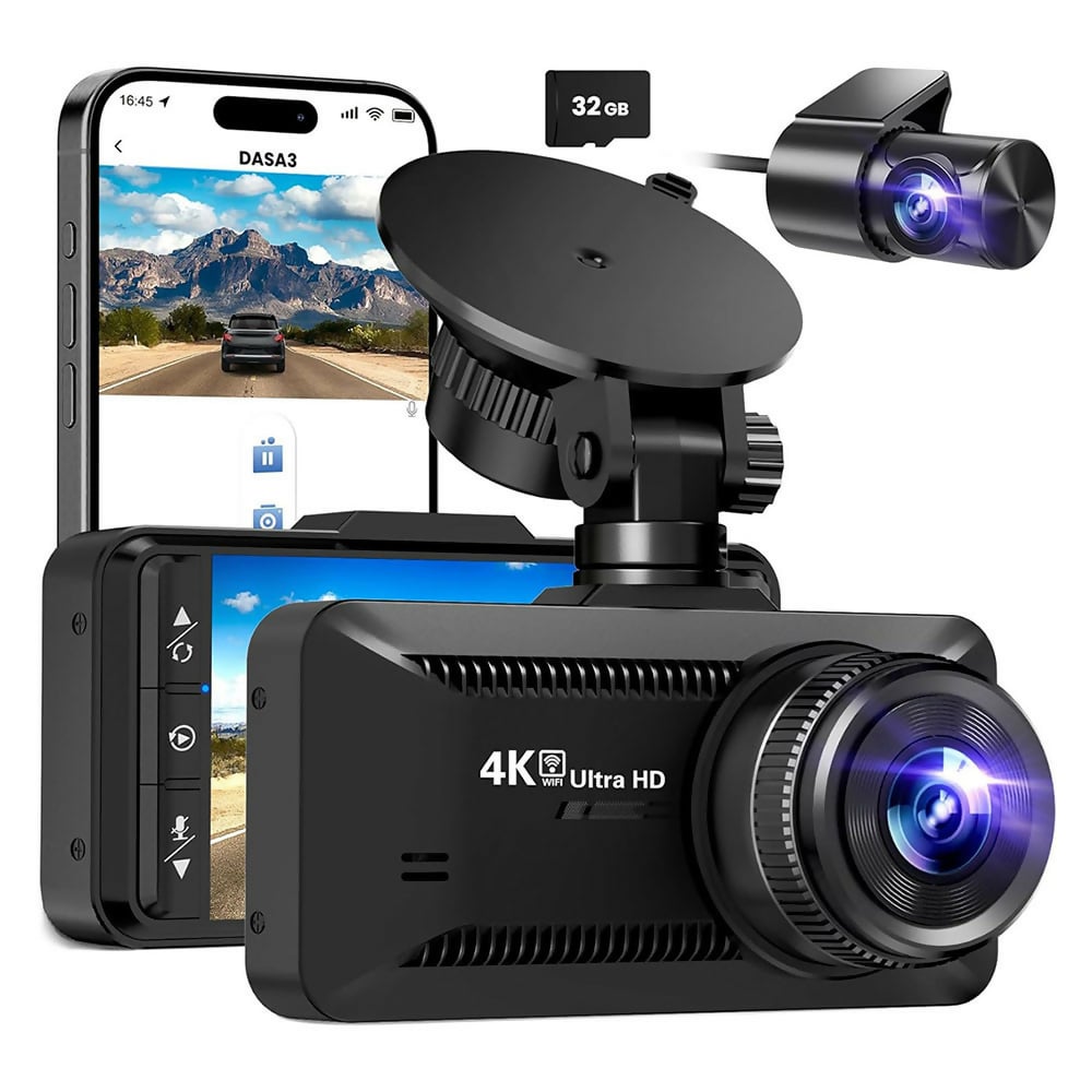 4K Dashcam met 3,94" scherm / Voor & achter / Autocamera met 170° groothoeklens / Nachtzicht / Parkeerbewaking / G-sensor