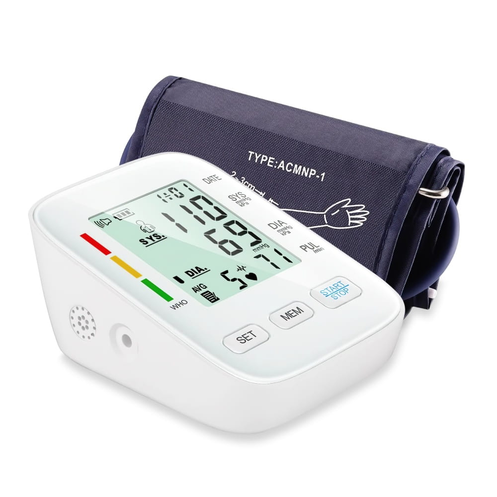 Volautomatische bovenarm-bloeddrukmeter met digitaal display / Met comfortabele manchet en geheugenfunctie / Bloeddruk- en hartslagmeting
